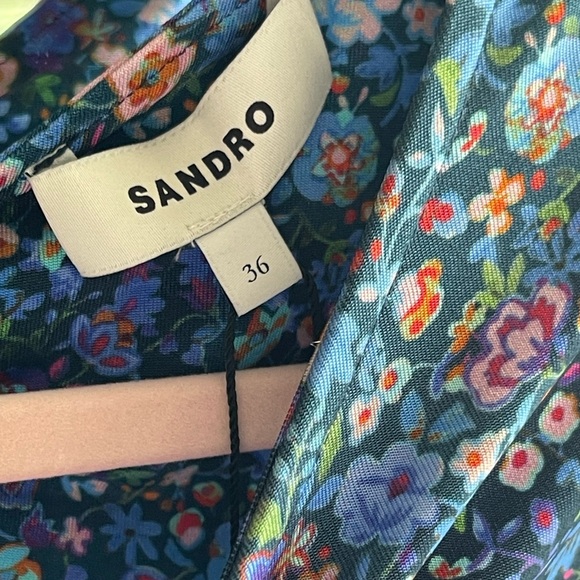 NWT Sandro Floral Pinelle Mini Cut Out Dress - Picture 6 of 14